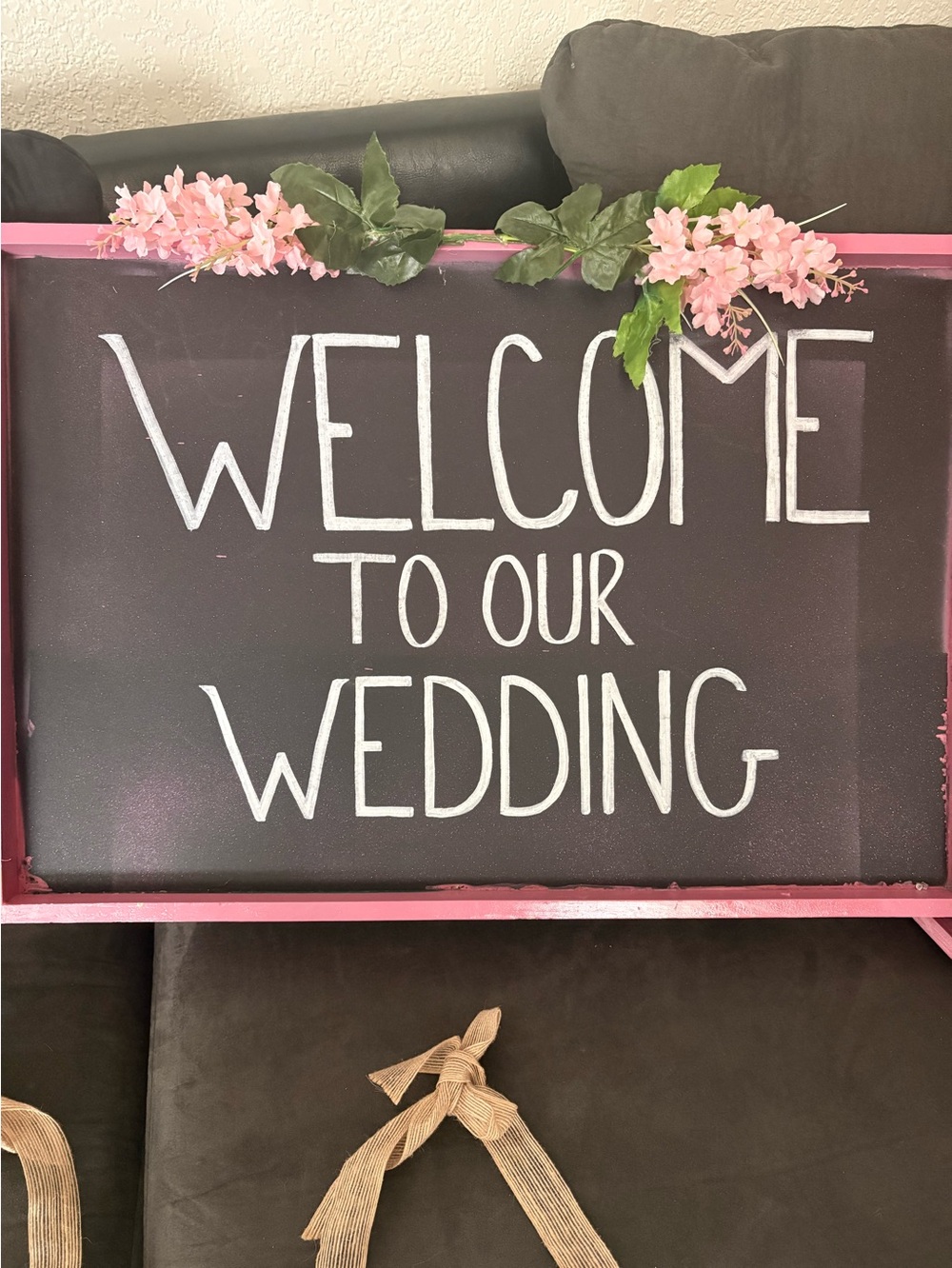 Pink and Black Wedding Welcome Chalkboard Sign - Unbranded